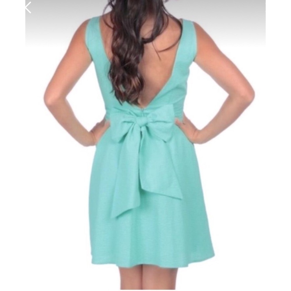 Lauren James Seersucker Dress Sleeveless Bow‎ Back Party Green S